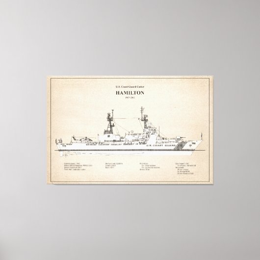 USCG Cutter Hamilton whec-715 - SBD Canvas Afdruk (Voorkant)