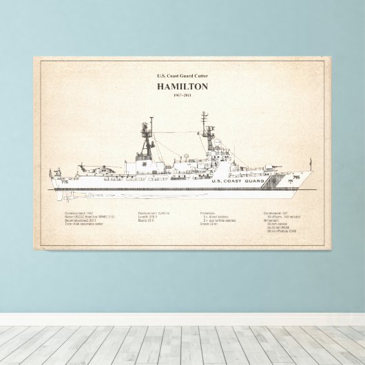 USCG Cutter Hamilton whec-715 - SBD Canvas Afdruk (Insitu (Houten vloer))