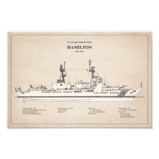 USCG Cutter Hamilton whec-715 - SBD Foto Afdruk (Voorkant)