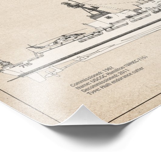 USCG Cutter Hamilton whec-715 - SBD Foto Afdruk (Hoek)