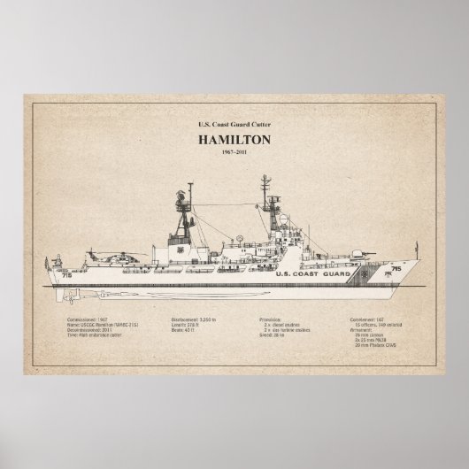 USCG Cutter Hamilton whec-715 - SBD Poster (Voorkant)