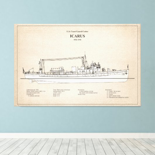 USCG Cutter Icarus wpc-110 - SBD Canvas Afdruk (Insitu (Houten vloer))