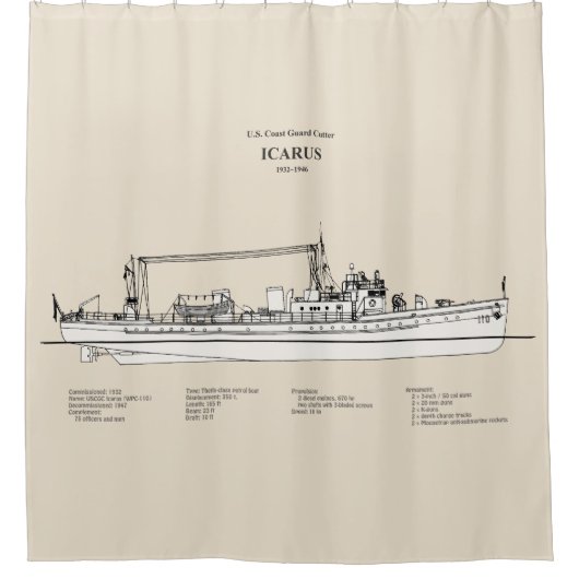 USCG Cutter Icarus wpc-110 - SBD Douchegordijn (Voorkant)