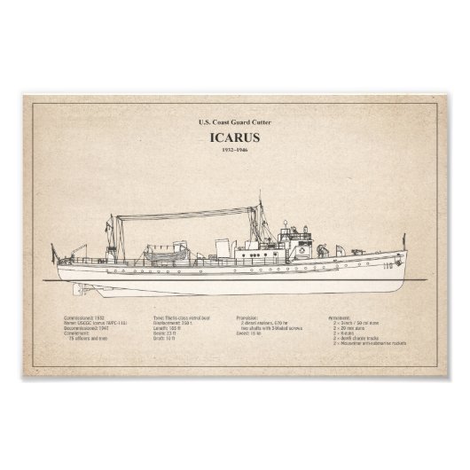 USCG Cutter Icarus wpc-110 - SBD Foto Afdruk (Voorkant)