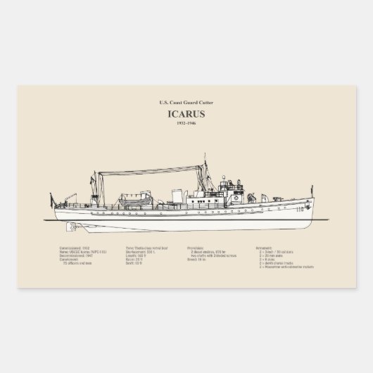 USCG Cutter Icarus wpc-110 - SBD Rechthoekige Sticker (Voorkant)