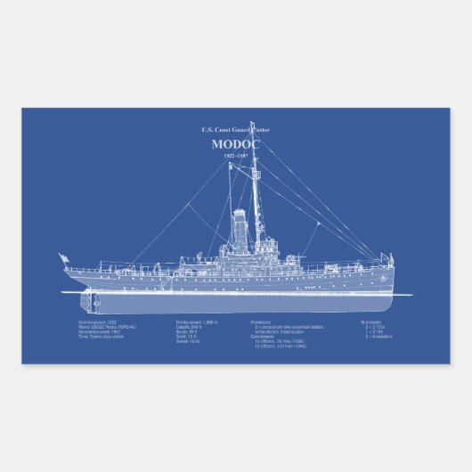 USCG Cutter Modoc wpg-46 - ABD Rechthoekige Sticker (Voorkant)