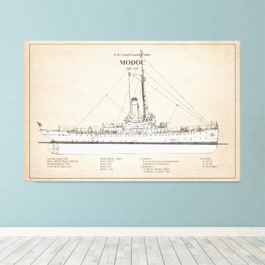 USCG Cutter Modoc wpg-46 - SBD Canvas Afdruk (Insitu (Houten vloer))