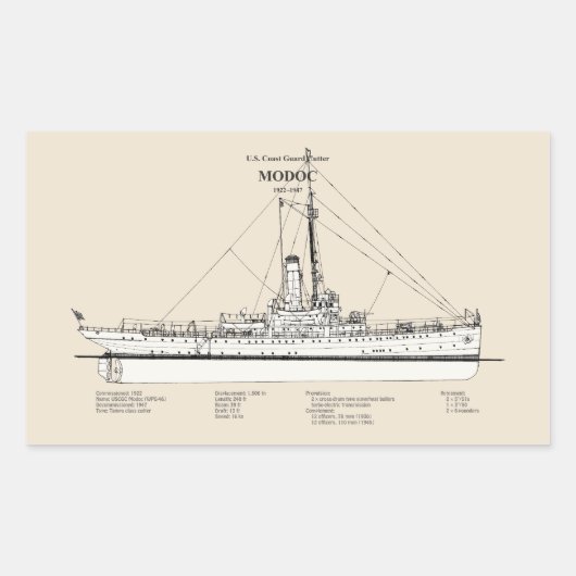 USCG Cutter Modoc wpg-46 - SBD Rechthoekige Sticker (Voorkant)