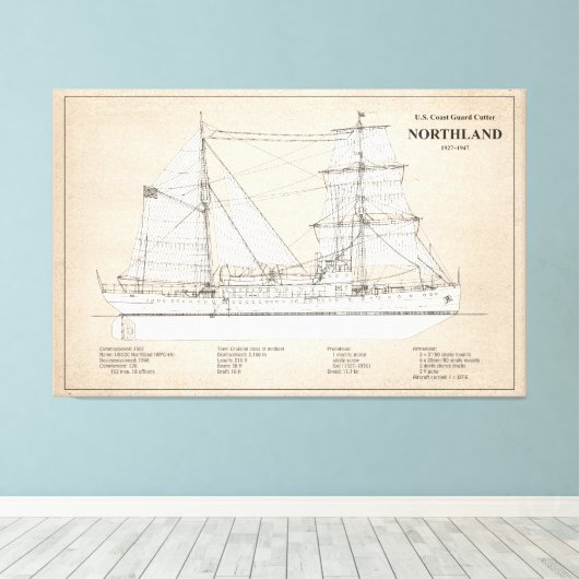 USCG Cutter Northland wpg-49 - SBD Canvas Afdruk (Insitu (Houten vloer))