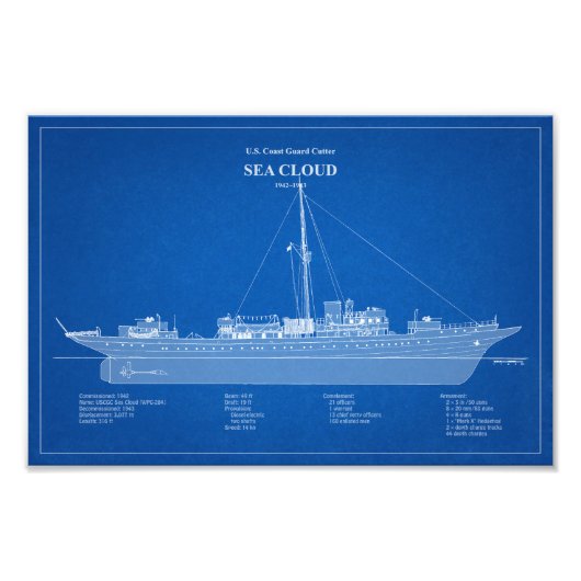 USCG Cutter Sea Cloud wpg-284 – VS Foto Afdruk (Voorkant)