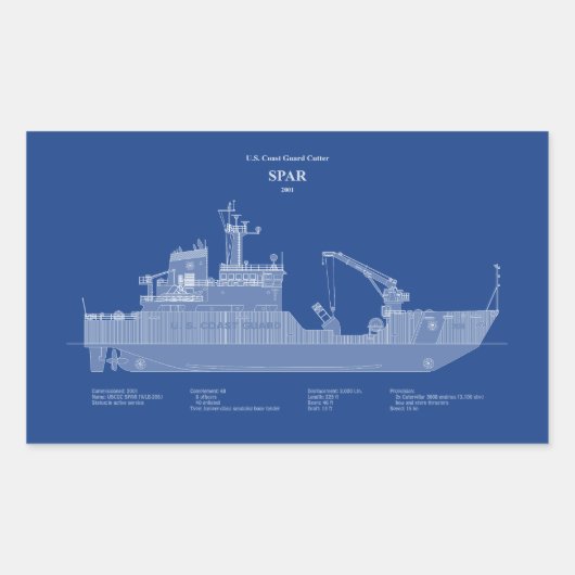 USCG Cutter Spar WLB-206 - ABD Rechthoekige Sticker (Voorkant)