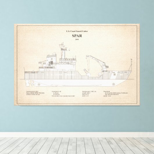 USCG Cutter Spar WLB-206 - SBD Canvas Afdruk (Insitu (Houten vloer))