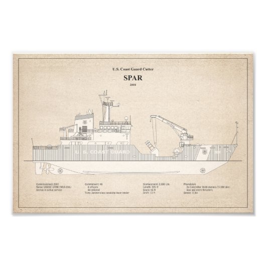 USCG Cutter Spar WLB-206 - SBD Foto Afdruk (Voorkant)