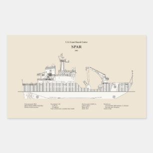 USCG Cutter Spar WLB-206 - SBD Rechthoekige Sticker