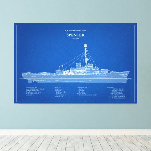 USCG Cutter Spencer wpg-36 - ABD Canvas Afdruk (Insitu (Houten vloer))