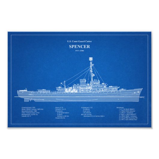 USCG Cutter Spencer wpg-36 - ABD Foto Afdruk (Voorkant)