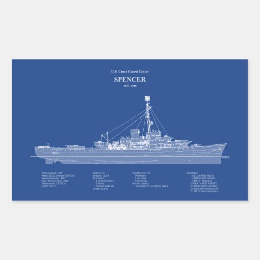 USCG Cutter Spencer wpg-36 - ABD Rechthoekige Sticker (Voorkant)