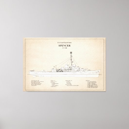 USCG Cutter Spencer wpg-36 - SBD Canvas Afdruk (Voorkant)