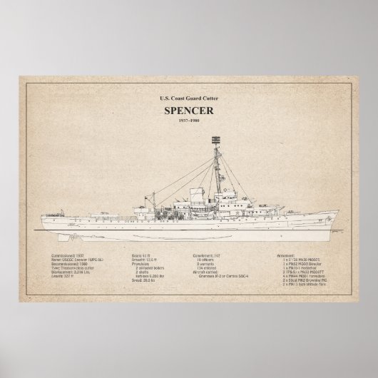 USCG Cutter Spencer wpg-36 - SBD Poster (Voorkant)