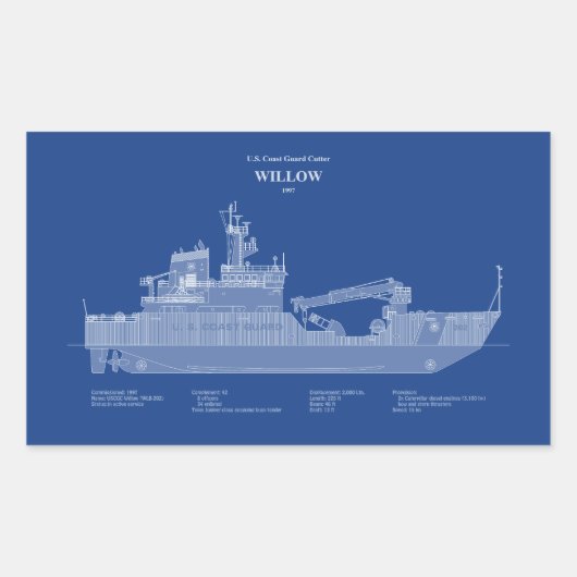 USCG Cutter Willow WLB-202 - ABD Rechthoekige Sticker (Voorkant)