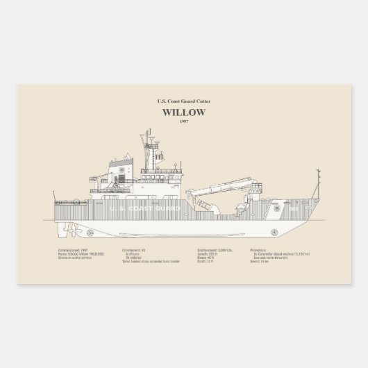 USCG Cutter Willow WLB-202 - SBD Rechthoekige Sticker (Voorkant)