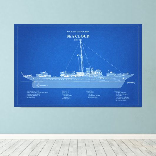 USCG Cutter Zee Cloud wpg-284 - ABD Canvas Afdruk (Insitu (Houten vloer))
