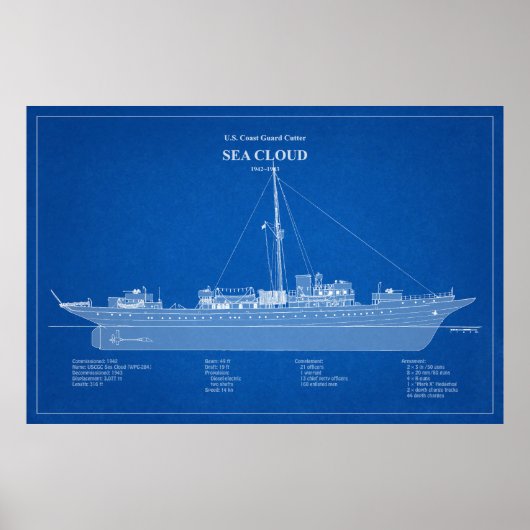 USCG Cutter Zee Cloud wpg-284 - ABD Poster (Voorkant)