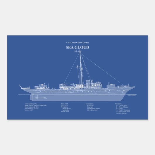 USCG Cutter Zee Cloud wpg-284 - ABD Rechthoekige Sticker (Voorkant)