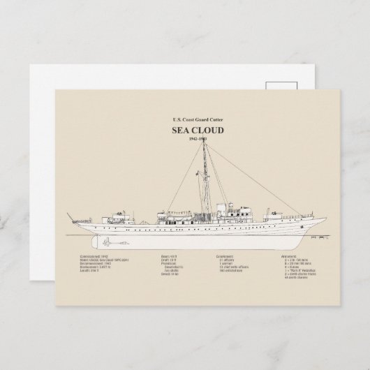 USCG Cutter Zee Cloud wpg-284 - SBD Briefkaart (Voorkant / Achterkant)