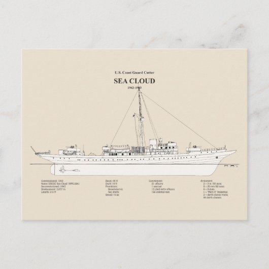 USCG Cutter Zee Cloud wpg-284 - SBD Briefkaart (Voorkant)