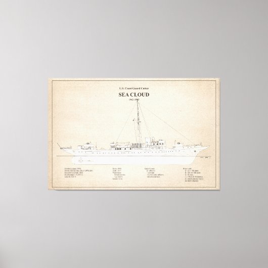 USCG Cutter Zee Cloud wpg-284 - SBD Canvas Afdruk (Voorkant)