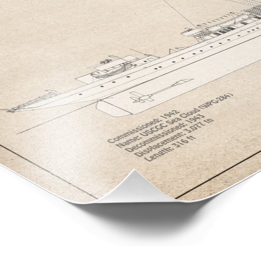 USCG Cutter Zee Cloud wpg-284 - SBD Foto Afdruk (Hoek)