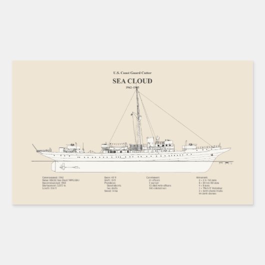 USCG Cutter Zee Cloud wpg-284 - SBD Rechthoekige Sticker (Voorkant)