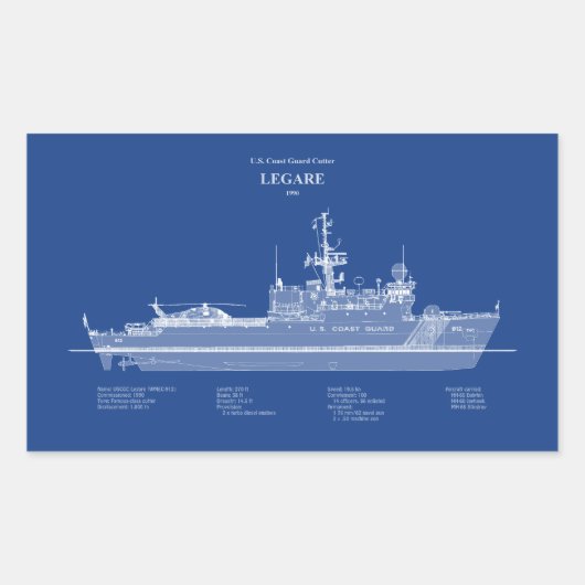 USCG Legare wmec-912 - ABD Rechthoekige Sticker (Voorkant)