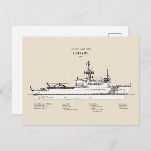 USCG Legare wmec-912 - SBD Briefkaart (Voorkant / Achterkant)