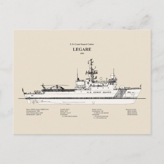 USCG Legare wmec-912 - SBD Briefkaart (Voorkant)
