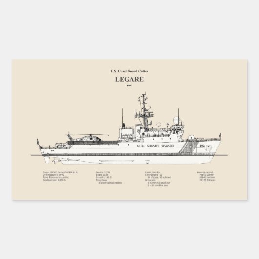 USCG Legare wmec-912 - SBD Rechthoekige Sticker (Voorkant)