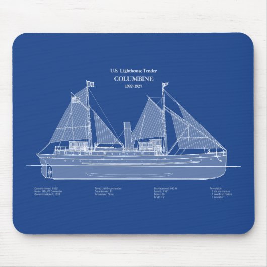 USCG Lighthouse Tender Columbine - ABD Muismat (Voorkant)