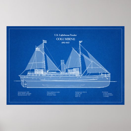 USCG Lighthouse Tender Columbine - ABD Poster (Voorkant)