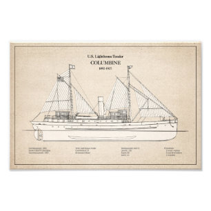 USCG Lighthouse Tender Columbine - SBD Foto Afdruk