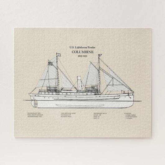 USCG Lighthouse Tender Columbine - SBD Legpuzzel (Horizontaal)