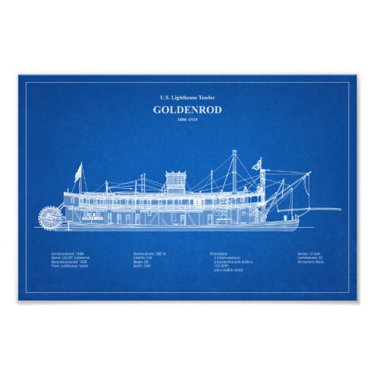 USCG Lighthouse Tender Goldenrod - ABD Foto Afdruk (Voorkant)