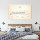 USCG Lighthouse Tender Goldenrod - SBD Canvas Afdruk (Insitu (Slaapkamer))