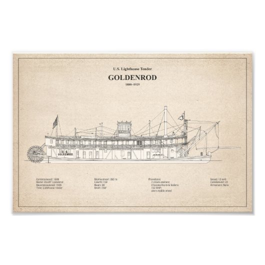 USCG Lighthouse Tender Goldenrod - SBD Foto Afdruk (Voorkant)