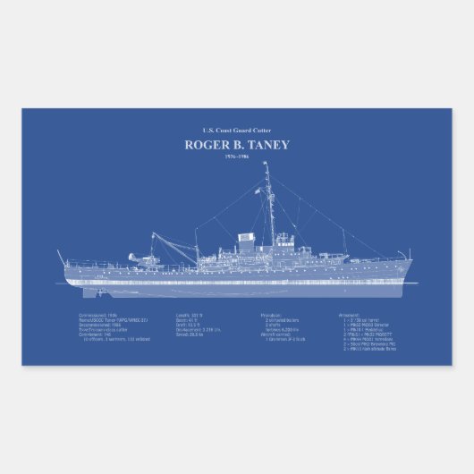 USCG Roger B. Taney whec-37 - ABD Rechthoekige Sticker (Voorkant)