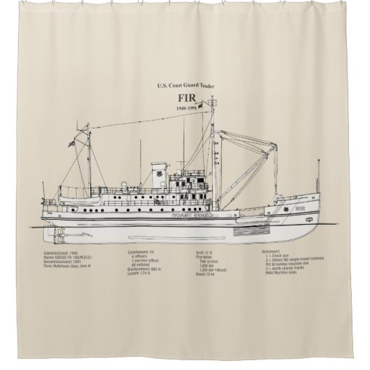 USCG Tender Fir WLM-212 - SBD Douchegordijn (Voorkant)