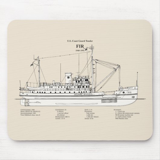 USCG Tender Fir WLM-212 - SBD Muismat (Voorkant)