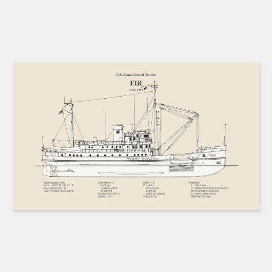 USCG Tender Fir WLM-212 - SBD Rechthoekige Sticker (Voorkant)