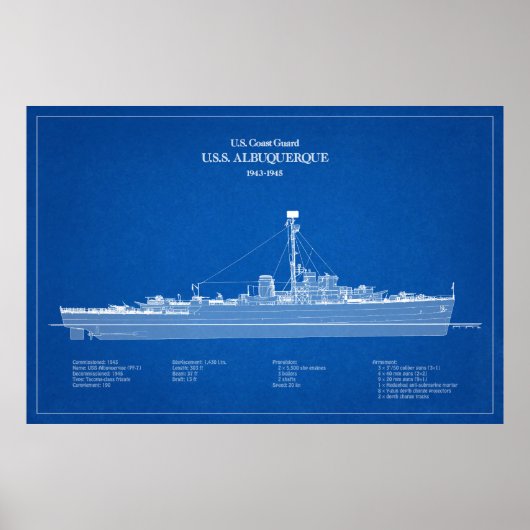 USCG USS Albuquerque PF-7 - ABD Poster (Voorkant)