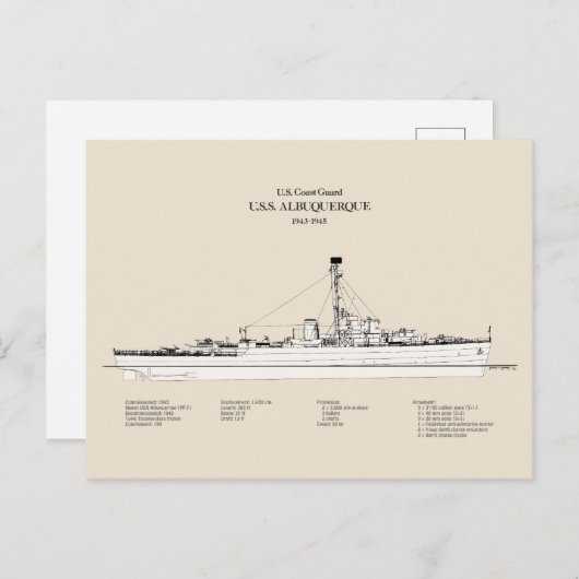 USCG USS Albuquerque PF-7 - SBD Briefkaart (Voorkant / Achterkant)